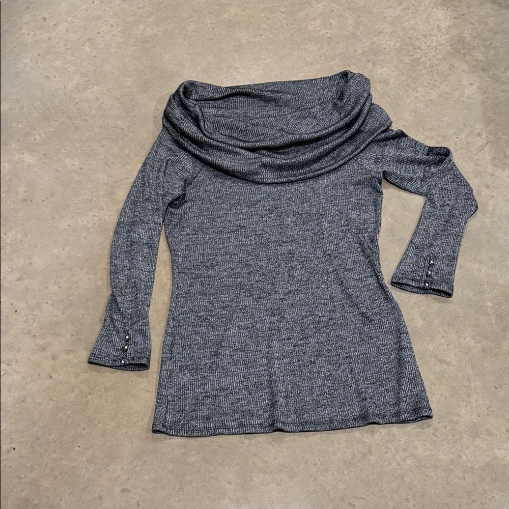 White House Black Market Charcoal Off-Shoulder Sweater